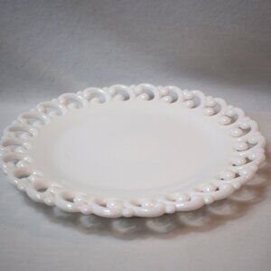 Vintage Anchor Hocking Mid Century Lace Edge Milk Glass Dish